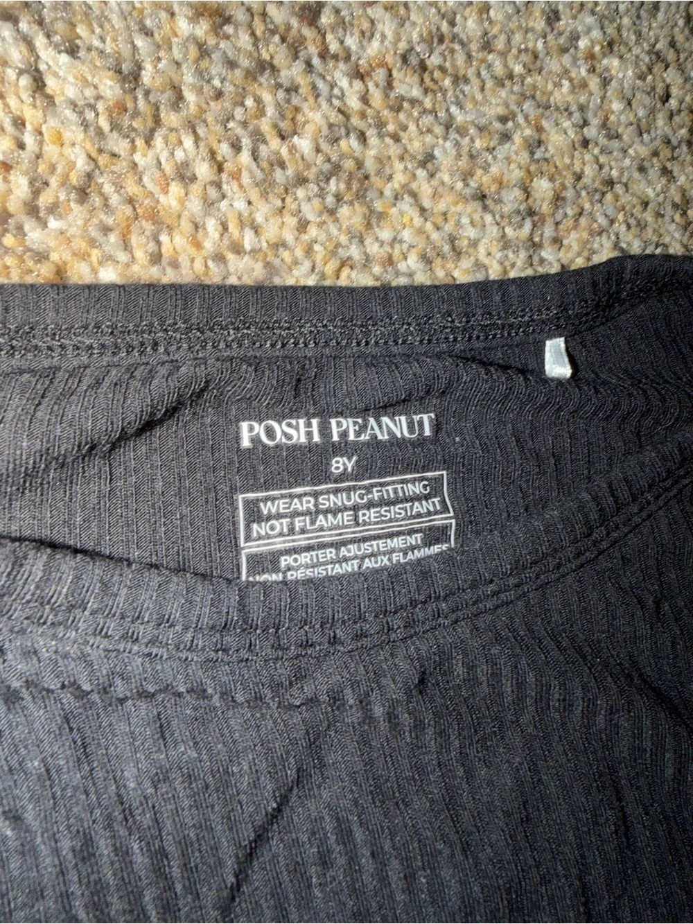 Posh peanut Ribbed Two-Piece pajama Set - Black